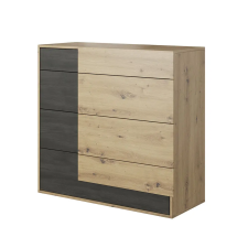Tempo Komód 4S, artisan tölgy/fekete norvég fenyő, BAFRA bútor