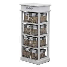 Tempo MANON 4 Komód, 4 kosárral, szürke / fehér bútor