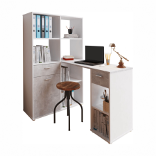 Tempo MINESON PC asztal könyvespolccal, fehér/beton íróasztal