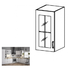 Tempo PROVANCE Felsőszekrény üveggel G30S, balos, fehér/sosna andersen bútor