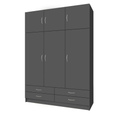 Tempo Ruhásszekrény, háromajtós, grafit, GERI NEW bútor