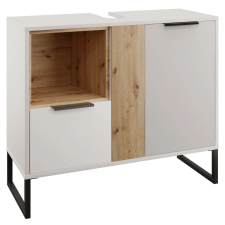 Tempo Szekrény mosdó alá, fehér/artisan tölgy, CUBO CUB03 fürdőszoba bútor