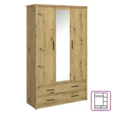 Tempo Szekrény tükörrel 3D4S, artisan tölgy, AIRON bútor