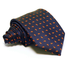  Tengerészkék nyakkendő - narancssárga mintás nyakkendő