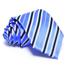  Tengerkék nyakkendő - sötétkék-fehér csíkos nyakkendő