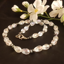  Tenyésztett gyöngy és kristály nyaklánc /7/ ékszer szett