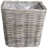  Természetes rattan szögletes cserép szürke műanyag béléssel 28 x 28 x 28 cm