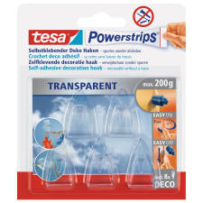 Tesa Powerstips dekorációs akasztó átlátszó kicsi fürdőszoba kiegészítő