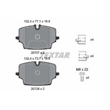 TEXTAR fékbetétkészlet, tárcsafék TEXTAR 2070701 autóalkatrész