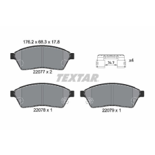 TEXTAR fékbetétkészlet, tárcsafék TEXTAR 2207701 autóalkatrész