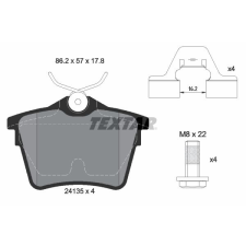 TEXTAR fékbetétkészlet, tárcsafék TEXTAR 2413501 autóalkatrész