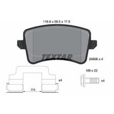 TEXTAR fékbetétkészlet, tárcsafék TEXTAR 2460601 autóalkatrész