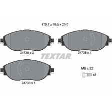 TEXTAR fékbetétkészlet, tárcsafék TEXTAR 2473806 autóalkatrész