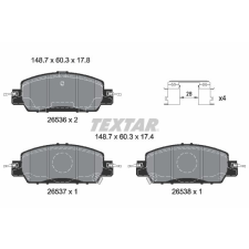 TEXTAR fékbetétkészlet, tárcsafék TEXTAR 2653601 autóalkatrész