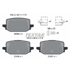 TEXTAR fékbetétkészlet, tárcsafék TEXTAR 2658901 autóalkatrész