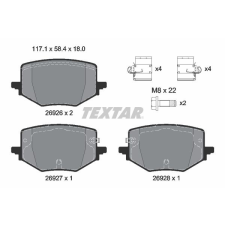TEXTAR fékbetétkészlet, tárcsafék TEXTAR 2692601 autóalkatrész