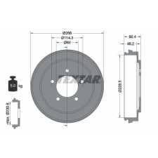 TEXTAR fékdob TEXTAR 94036300 autóalkatrész