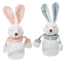  Textil nyuszi műanyag tartó 20cm dekorációs kellék