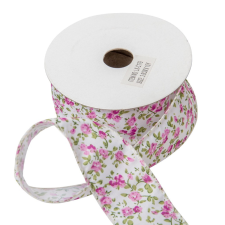  Textil szalag apró virágos mályva 3,8cmx10yard dekorációs kellék