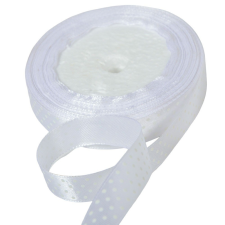  Textil szalag pöttyös fehér 15mmx22m dekorációs kellék