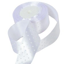  Textil szalag pöttyös fehér 38mmx22m dekorációs kellék