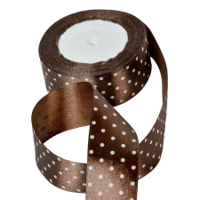  Textil szalag pöttyös sötét barna 38mmx22m dekorációs kellék