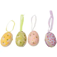  Textil tojás akasztós virágos 6cm dekorációs kellék