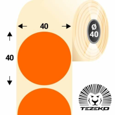 Tezeko 40 mm-es kör, papír címke, fluo narancs színű (1100 címke/tekercs) etikett
