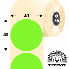 Tezeko 40 mm-es kör, papír címke, fluo zöld színű (2750 címke/tekercs) etikett
