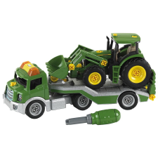 Theo Klein 3908 John Deere szállító traktorral (1:24) - Zöld autópálya és játékautó