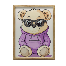  TIDDY BEAR PLAKÁT LILA KAPCSIKÁVAL FALRA 50x70 FA KERET grafika, keretezett kép