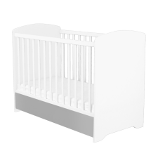 TIMBA kiságy Erik zárt végű ágyneműtartós 60x120 ezüst-fehér kiságy, babaágy