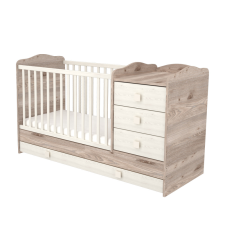 TIMBA Viki 3 Fiókos Kombinált kiságy (60x120-as) - Krém-fűz kiságy, babaágy