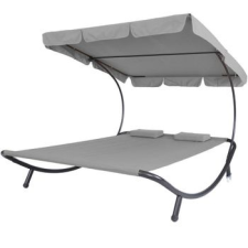 Timeless Tools Kétszemélyes napozóágy árnyékolóval, Szürke kerti bútor