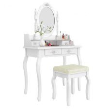 Timeless Tools Tükrös fésülködő asztal párnázott székkel, Rome - fehér bútor