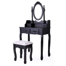 Timeless Tools Tükrös fésülködő asztal székkel, Rome több színben-fekete bútor