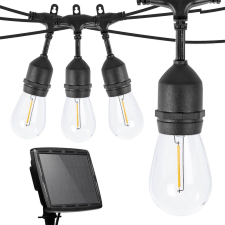 Timelesstools Kültéri szolár dekor égősor, 15 db E27 LED lámpával, 15m kültéri világítás