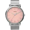  Timex TW2Y69100 női kvarcóra, 30 mm, rózsaszín számlap, acél szíj, dobozzal