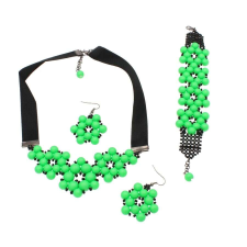 Tina - Swarovski gyöngy ékszerszett - Neon Green - zöld ékszer szett