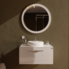 TMP MOON fürdőszobai tükör 80 cm - fehér keret - kerek fürdőszoba bútor