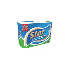 . Toalettpapír, 3 rétegű, kistekercses, 24 tekercs, "Star Trio" higiéniai papíráru