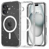 TokShop Apple iPhone 16, Műanyag hátlap védőtok + szilikon keret, Magsafe töltővel kompatibilis, csillogó hátlap, FlexAir Hybrid Magsafe Glitter, átlátszó