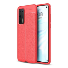 TokShop Huawei P40, Szilikon tok, bőrhatású, varrásminta, piros (G93486) tok és táska