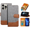 TokShop Samsung Galaxy A35 5G SM-A356B, Oldalra nyíló tok, stand, kártyatartóval, farmer minta, Jeans Book, szürke
