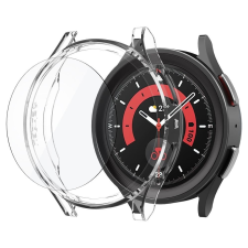 TokShop Samsung Galaxy Watch 5 Pro SM-R925F, Műanyag védőkeret, 9H üveggel, szíj nélkül, Spigen Thin Fit Glass, átlátszó (123763) - Kijelzővédő fólia okosóra kellék