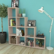 Tölgyszínű lépcsős polc 142 cm bútor