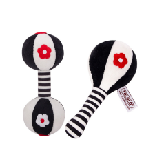 Tololo Kontrasztos plüss baba csörgő szett (Maracas + Súlyzó) csörgő