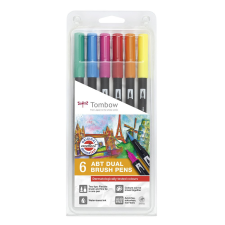 TOMBOW ABT Dual Brush Pen Kéthegyű filctoll készlet - Dermatologically (6 db) filctoll, marker