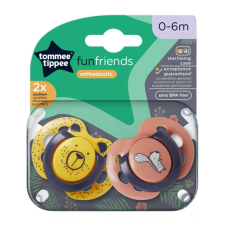 Tommee Tippee Fun Friends játszócumi 0-6 hó 2 db - barna/sárga cumi