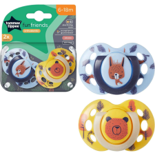Tommee Tippee Fun Friends játszócumi 6-18 hó 2 db - sárga/kék cumi
